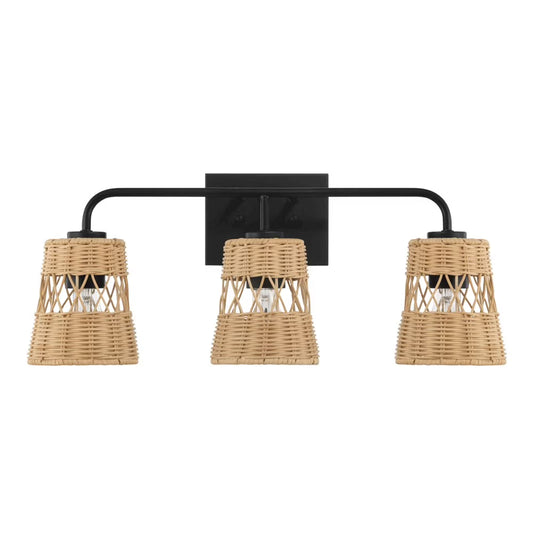 Ashcroft Furniture Three Lights Wall Sconce With Rattan Shade
