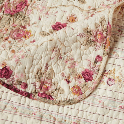 Antique Rose Reversible Cotton Quilt Set – King/Cal King