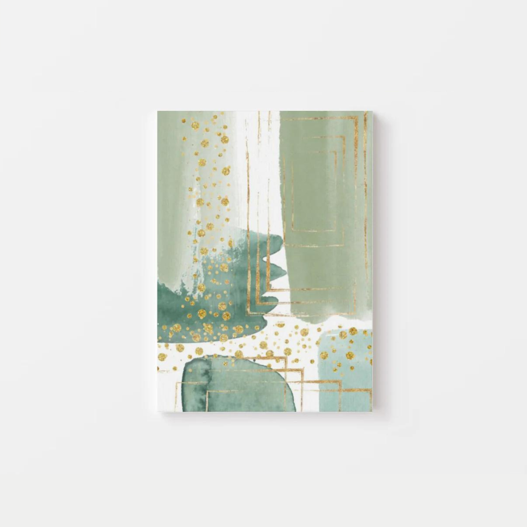 Abstract Green Gold Watercolour Canvas