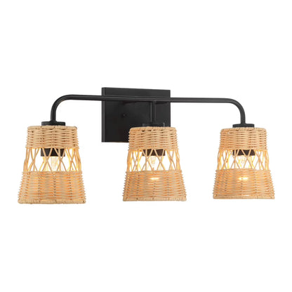 Ashcroft Furniture Three Lights Wall Sconce With Rattan Shade