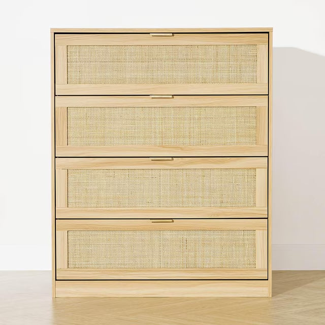 Anko Fraser Rattan 4 Drawer Dresser, Natural