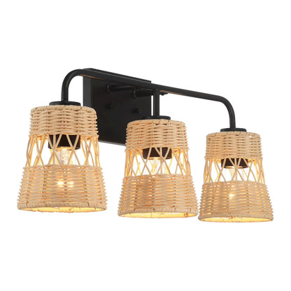 Ashcroft Furniture Three Lights Wall Sconce With Rattan Shade