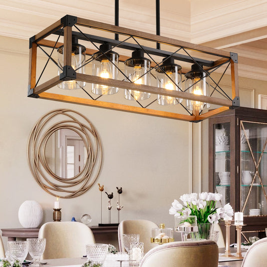 5 Lights Retro Farmhouse Dining Room Chandelier