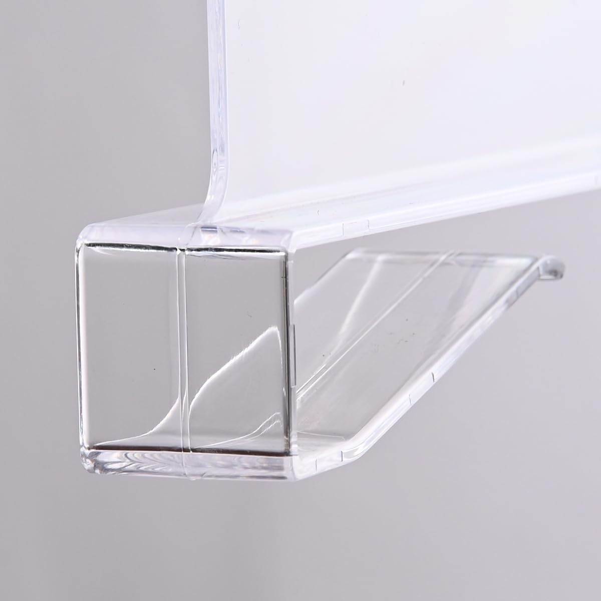 Indie acrylic shelf divider clip close-up