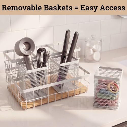 Isadora Bamboo Countertop Hair Tool Organizer