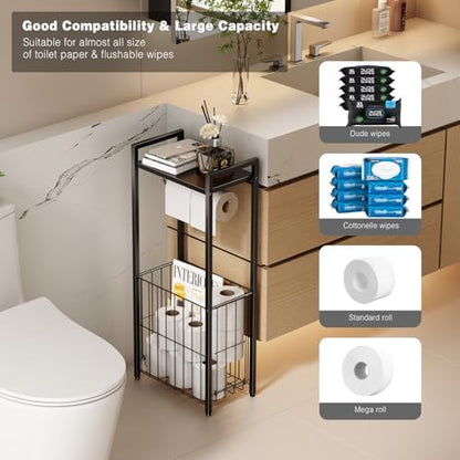 Lucille 3-in-1 Freestanding Toilet Paper Stand with Basket