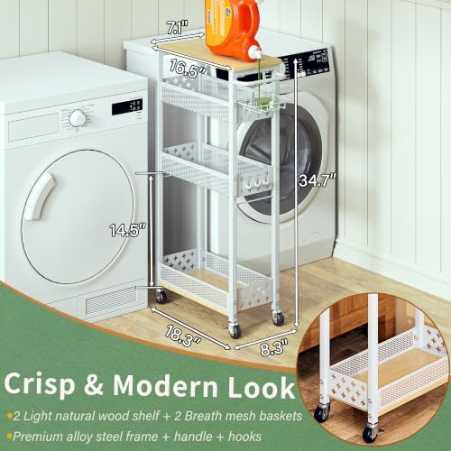 Odalys 4-Tier Slim Laundry Cart with Detergent Caddy