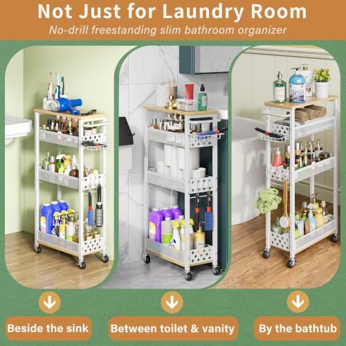 Odalys 4-Tier Slim Laundry Cart with Detergent Caddy