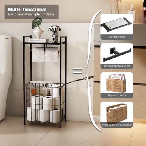 Lucille 3-in-1 Freestanding Toilet Paper Stand with Basket