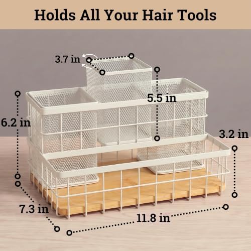 Isadora Bamboo Countertop Hair Tool Organizer