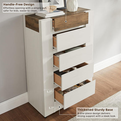 Whie 48" Modern 5 Drawers Dresser for Bedroom - Canva Home