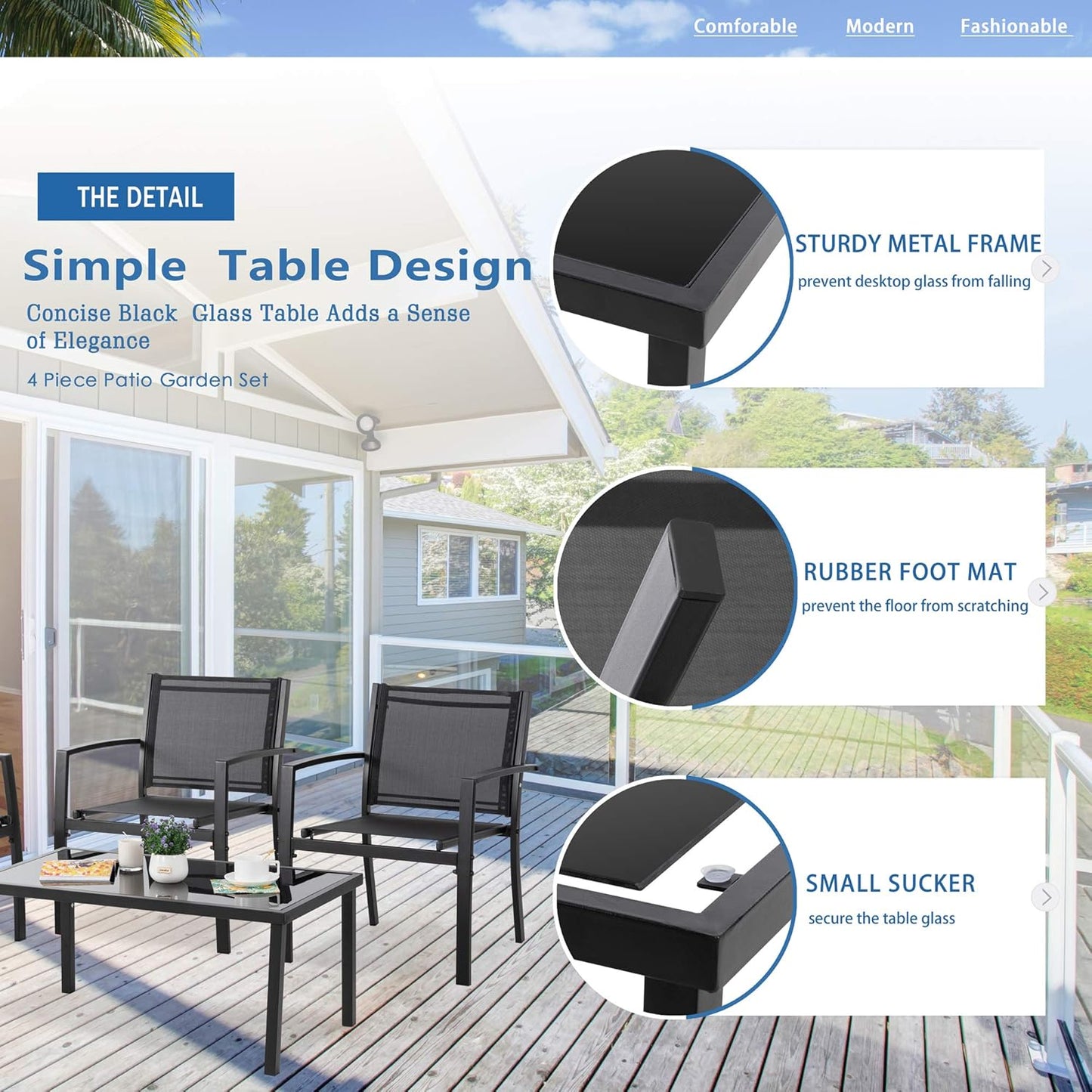4 Pieces Patio Furniture Sets - Canva Home