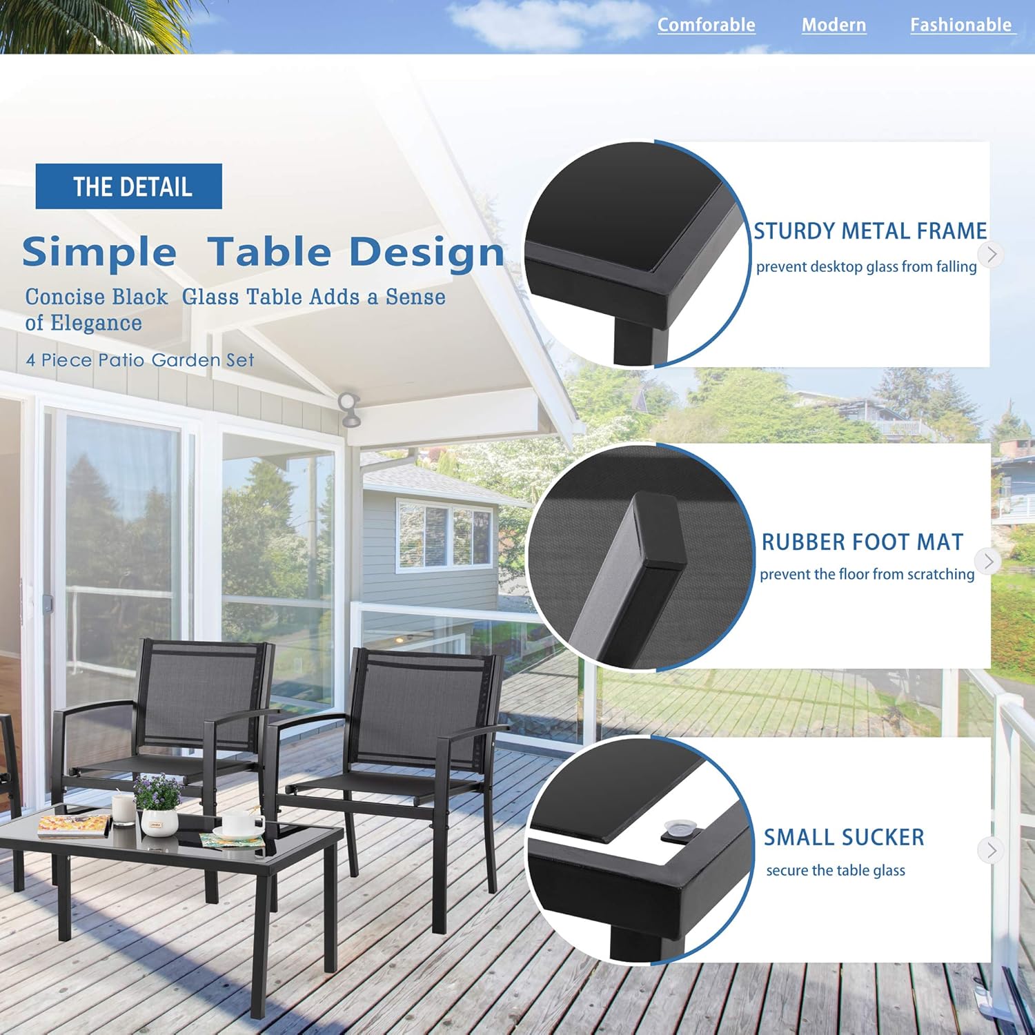 4 Pieces Patio Furniture Sets - Canva Home