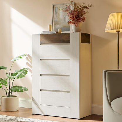 Whie 48" Modern 5 Drawers Dresser for Bedroom - Canva Home