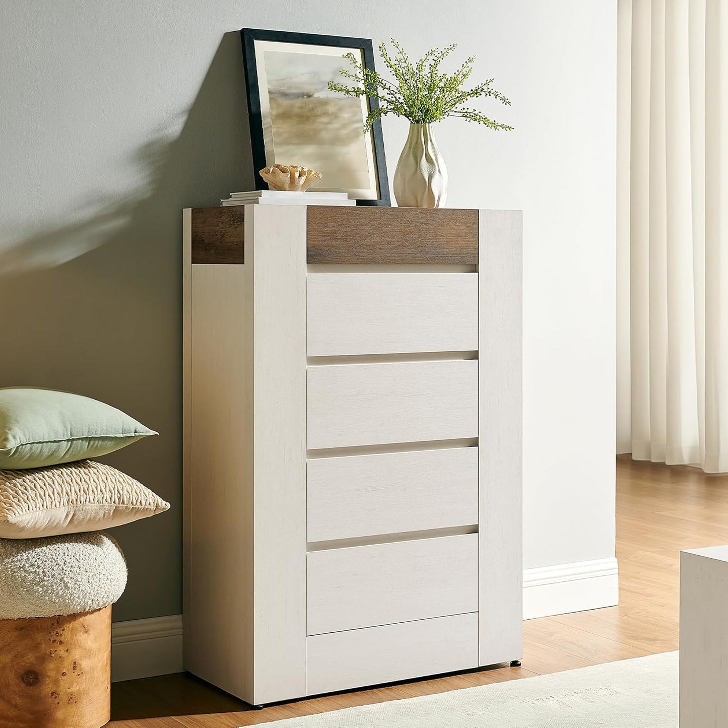 Whie 48" Modern 5 Drawers Dresser for Bedroom - Canva Home