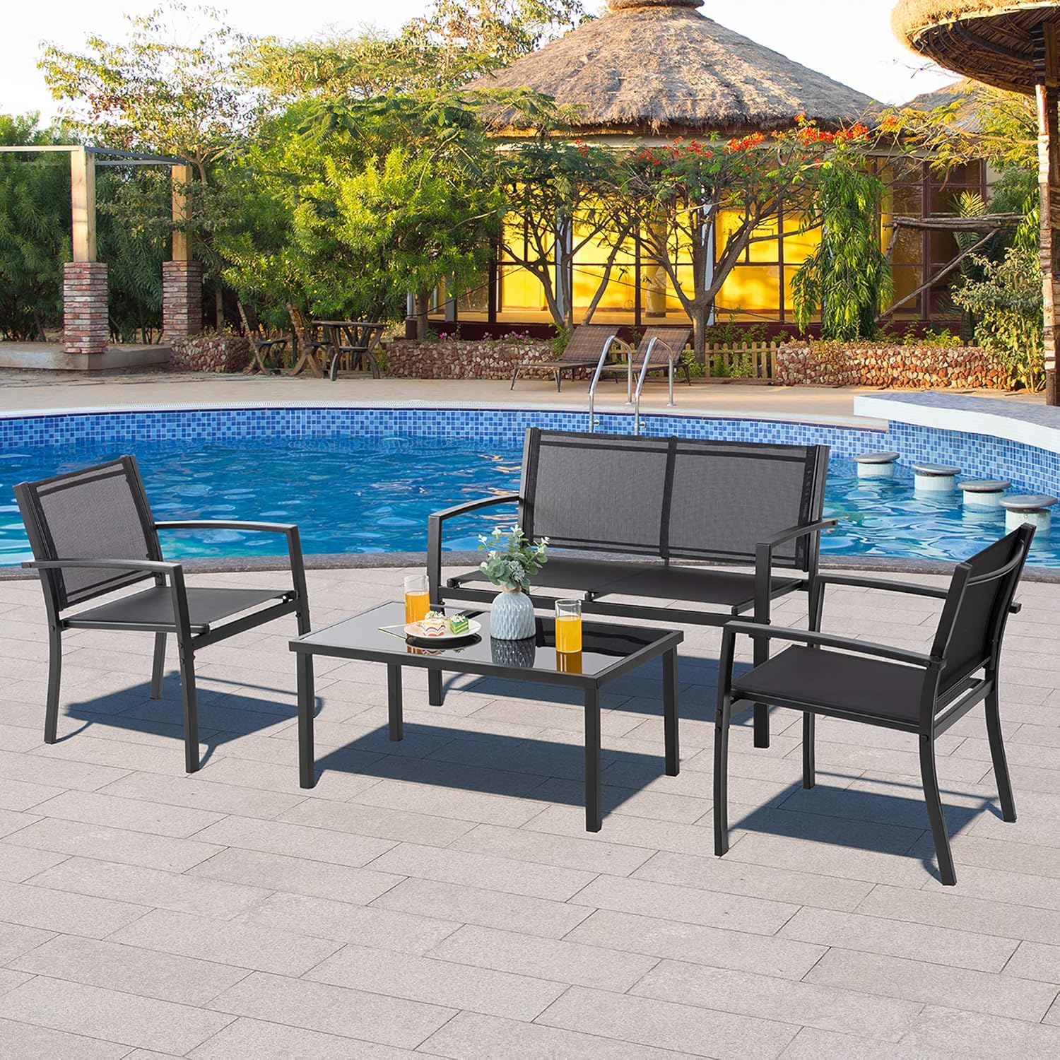 4 Pieces Patio Furniture Sets - Canva Home