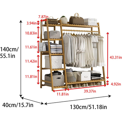 Large Duty Wood Wardrobe Clothes Rack