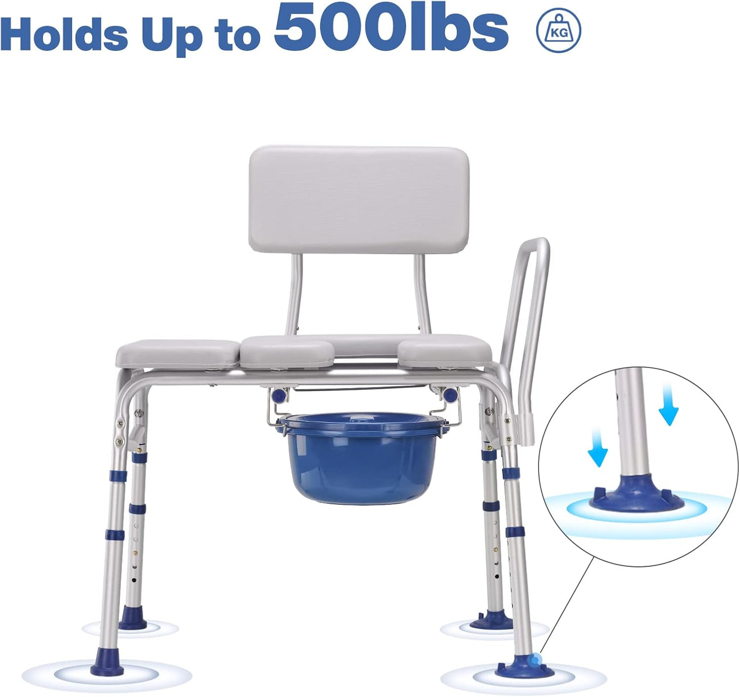 500lbs Shower Transfer Bench With Commode