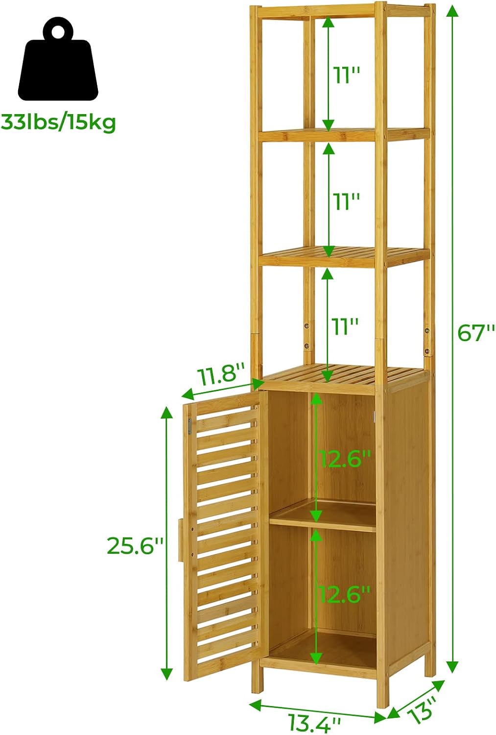 Linnea Bamboo Tall Slim Linen Tower