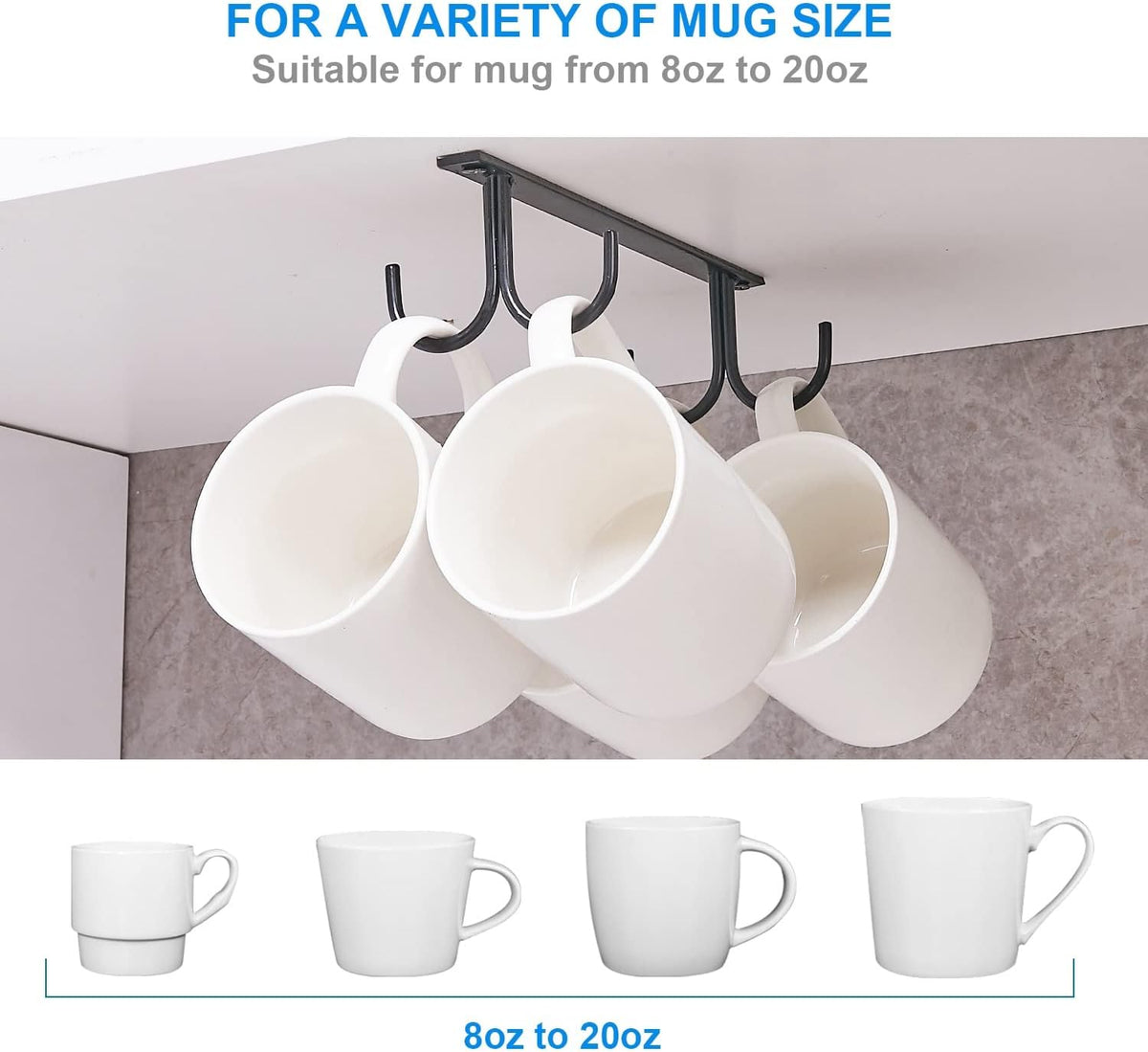 Sable FOMANSH Under-Cabinet Mug Rack (12 Hooks)