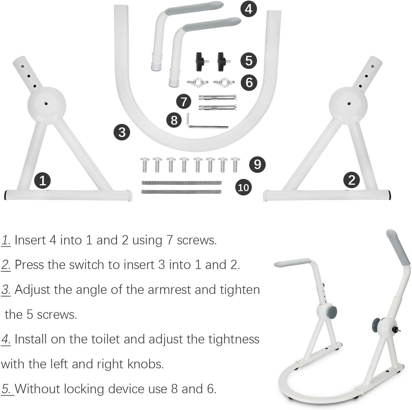 Flip Up Toilet Safety Frame Rails