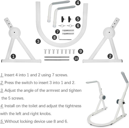 Flip Up Toilet Safety Frame Rails