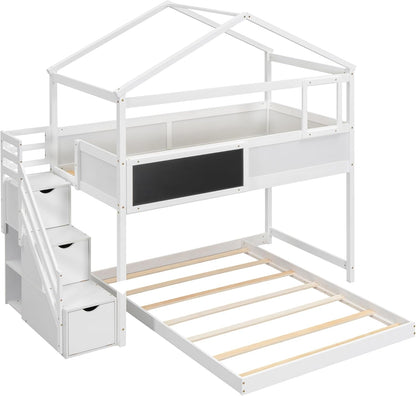 Lyra Twin Over Full Kids Bunk Bed With Stairs