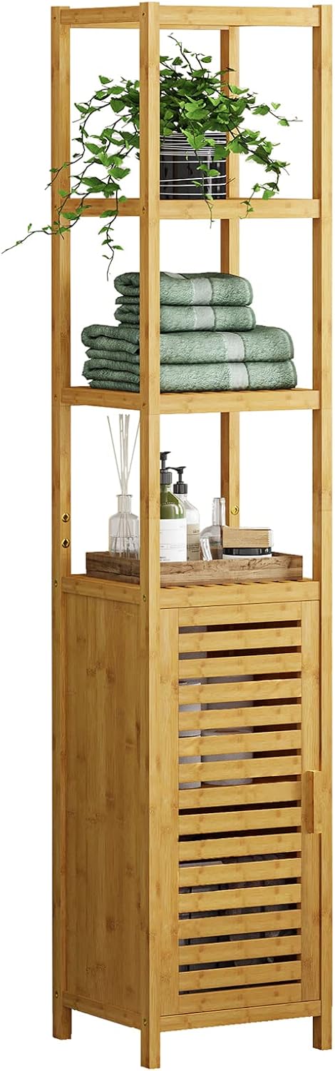 Linnea Bamboo Tall Slim Linen Tower