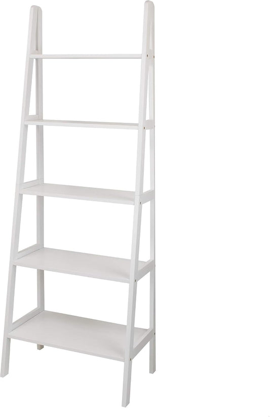 Cassidy Solid Wood 5 Shelf Ladder Bookcase
