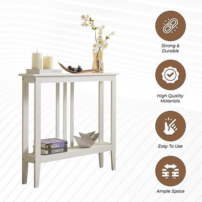 Kinsley Ultra Slim 7 Inch White Entryway Table