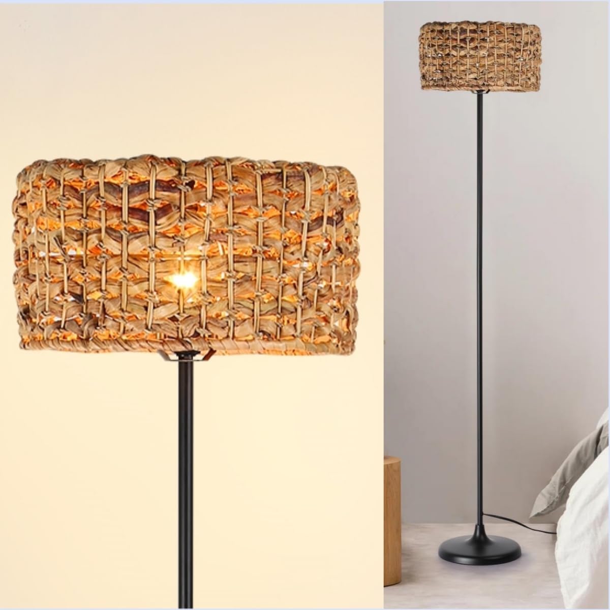 Lotus Rattan Living Room Floor Lamp