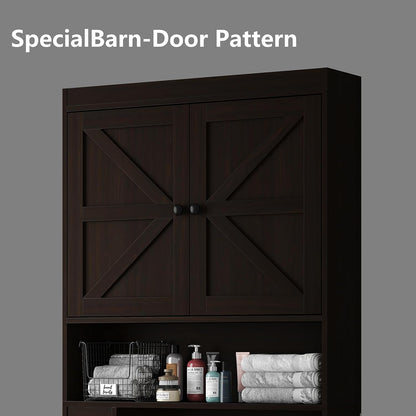 Hadley Farmhouse Over the Toilet Cabinet with Barn Doors