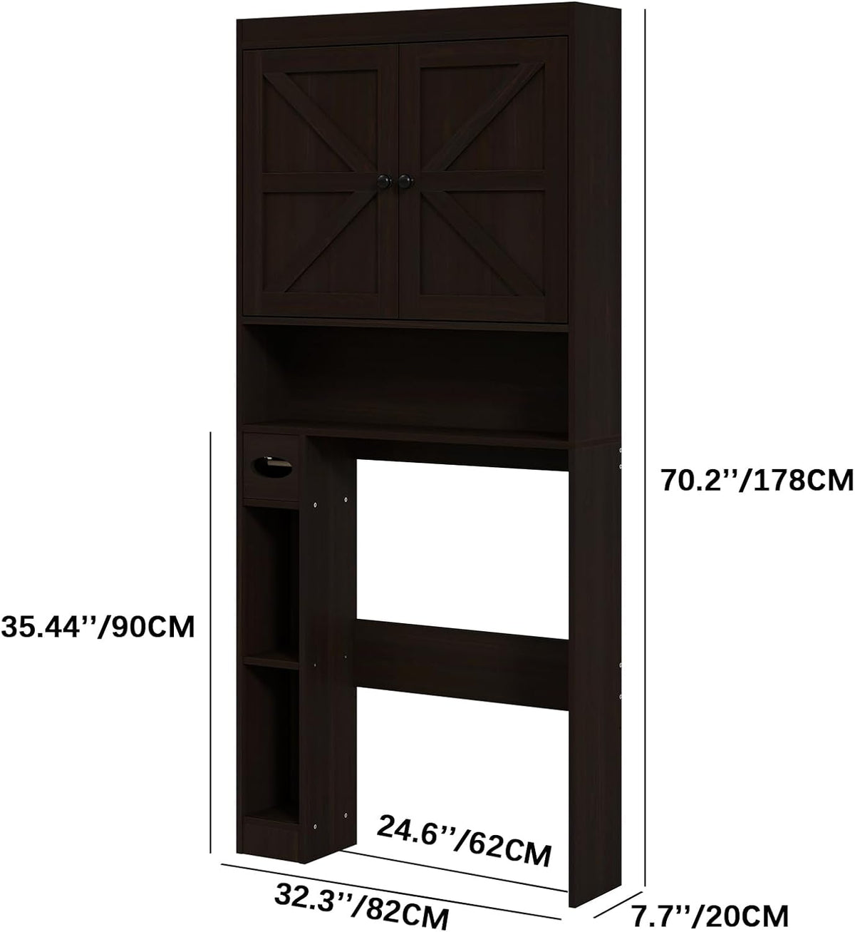 Hadley Farmhouse Over the Toilet Cabinet with Barn Doors