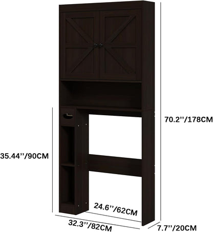 Hadley Farmhouse Over the Toilet Cabinet with Barn Doors