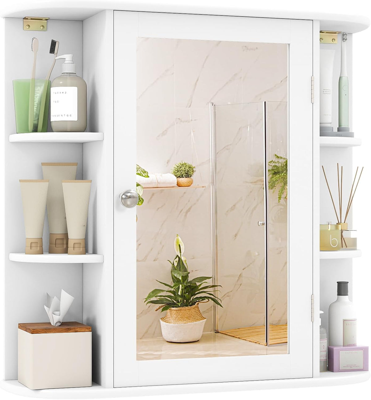 Mina Mirrored Medicine Cabinet with Side Shelves