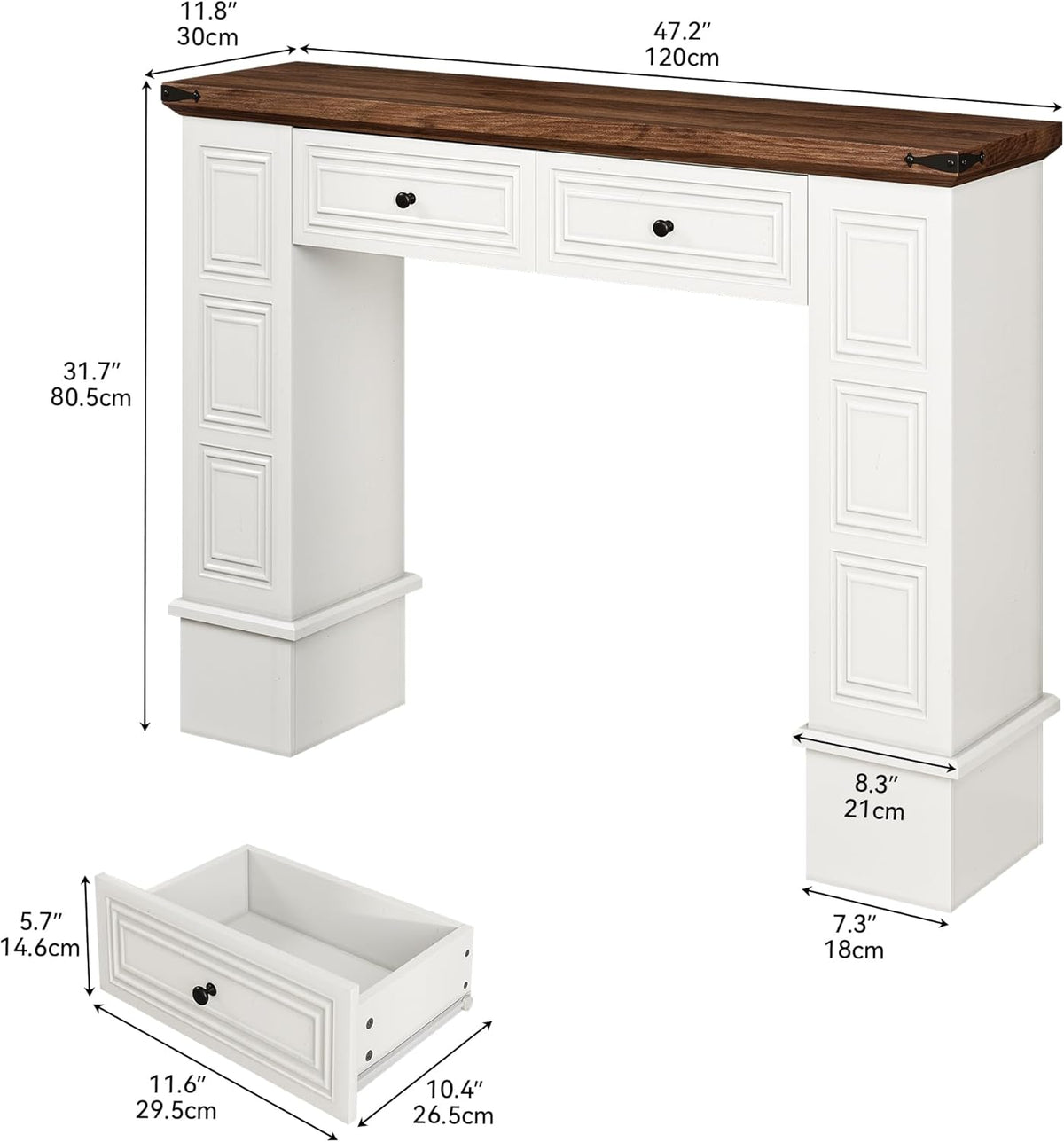 Sutton Farmhouse Console Table with 2 Drawers