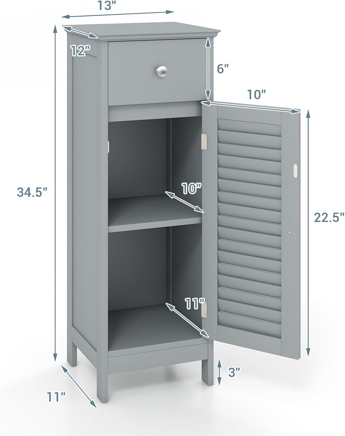 Talulah Slim Bathroom Floor Cabinet with Drawer