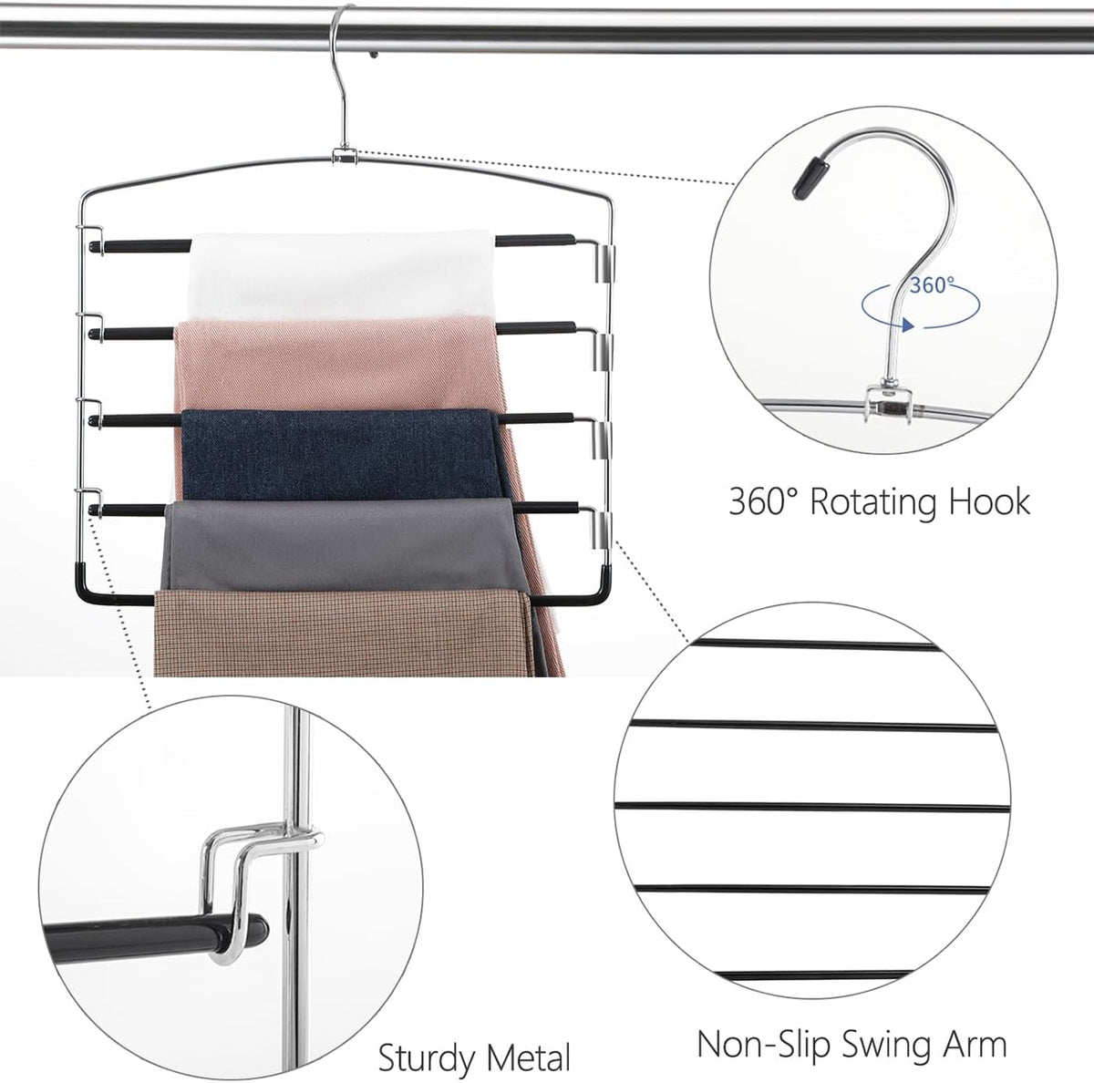 Iris Space-Saving Pants Hangers 3-Pack