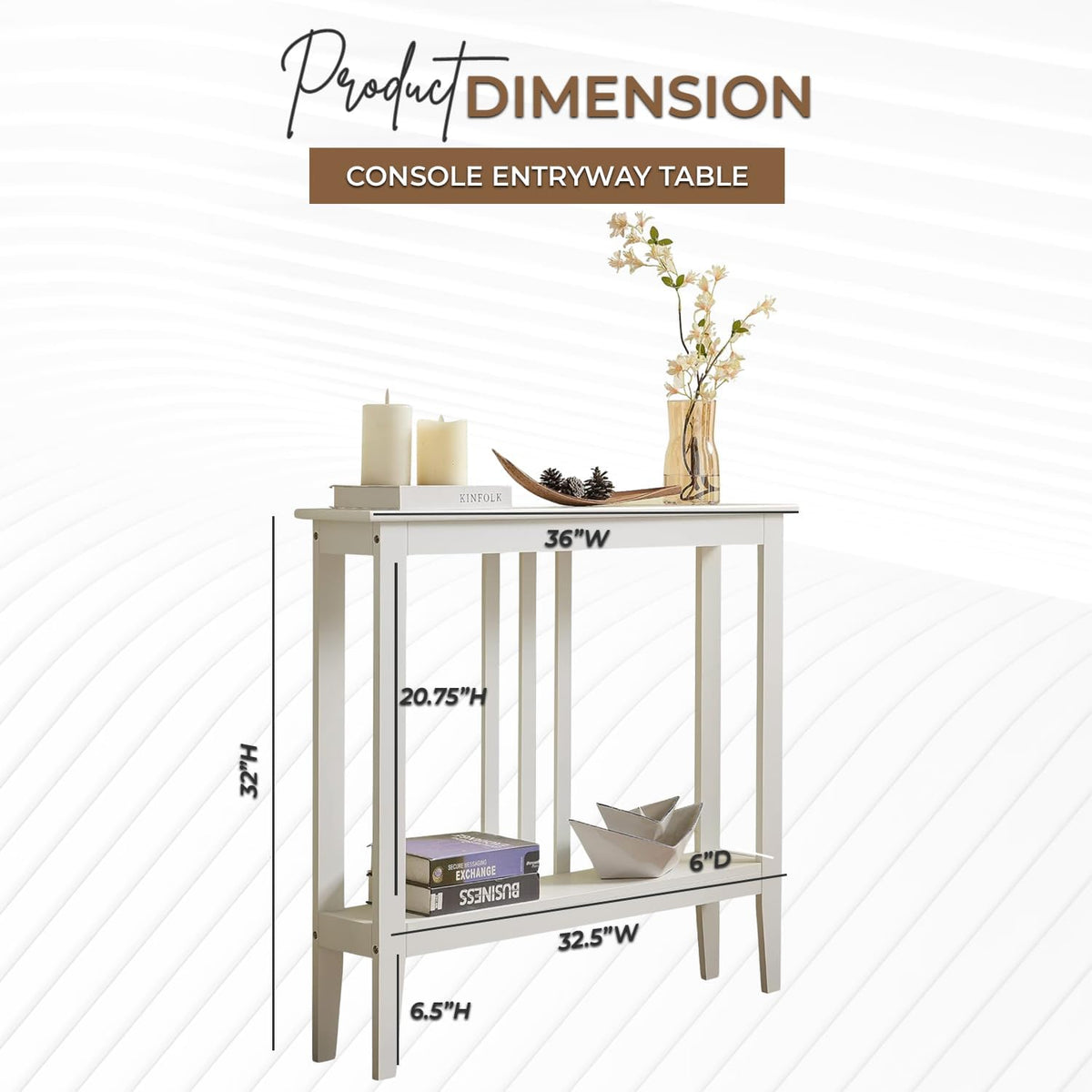 Kinsley Ultra Slim 7 Inch White Entryway Table