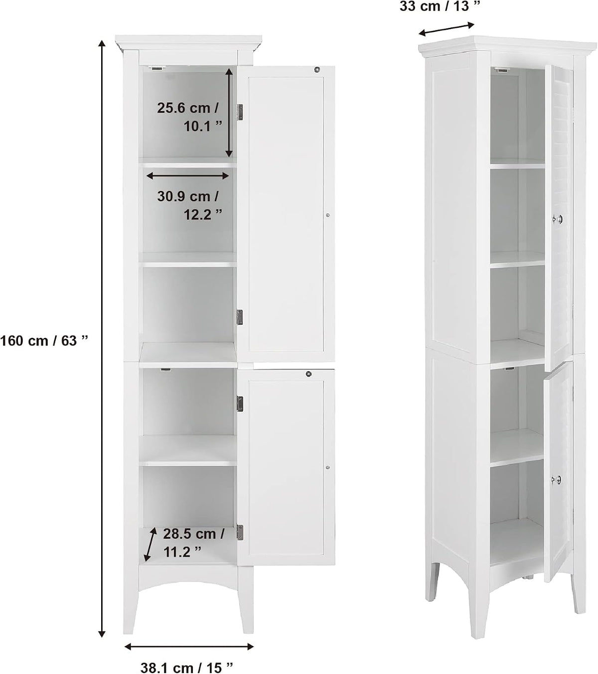 Glenna Freestanding Linen Cabinet with 2 Doors