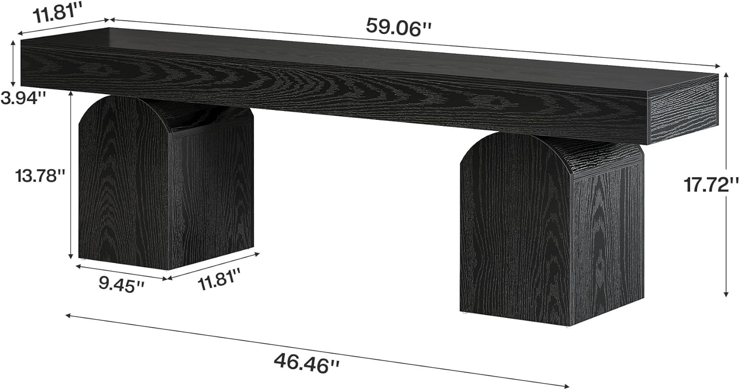 59" Modern Black Dining Bench for 2 to 3 - Canva Home
