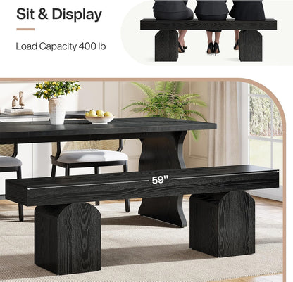 59" Modern Black Dining Bench for 2 to 3 - Canva Home