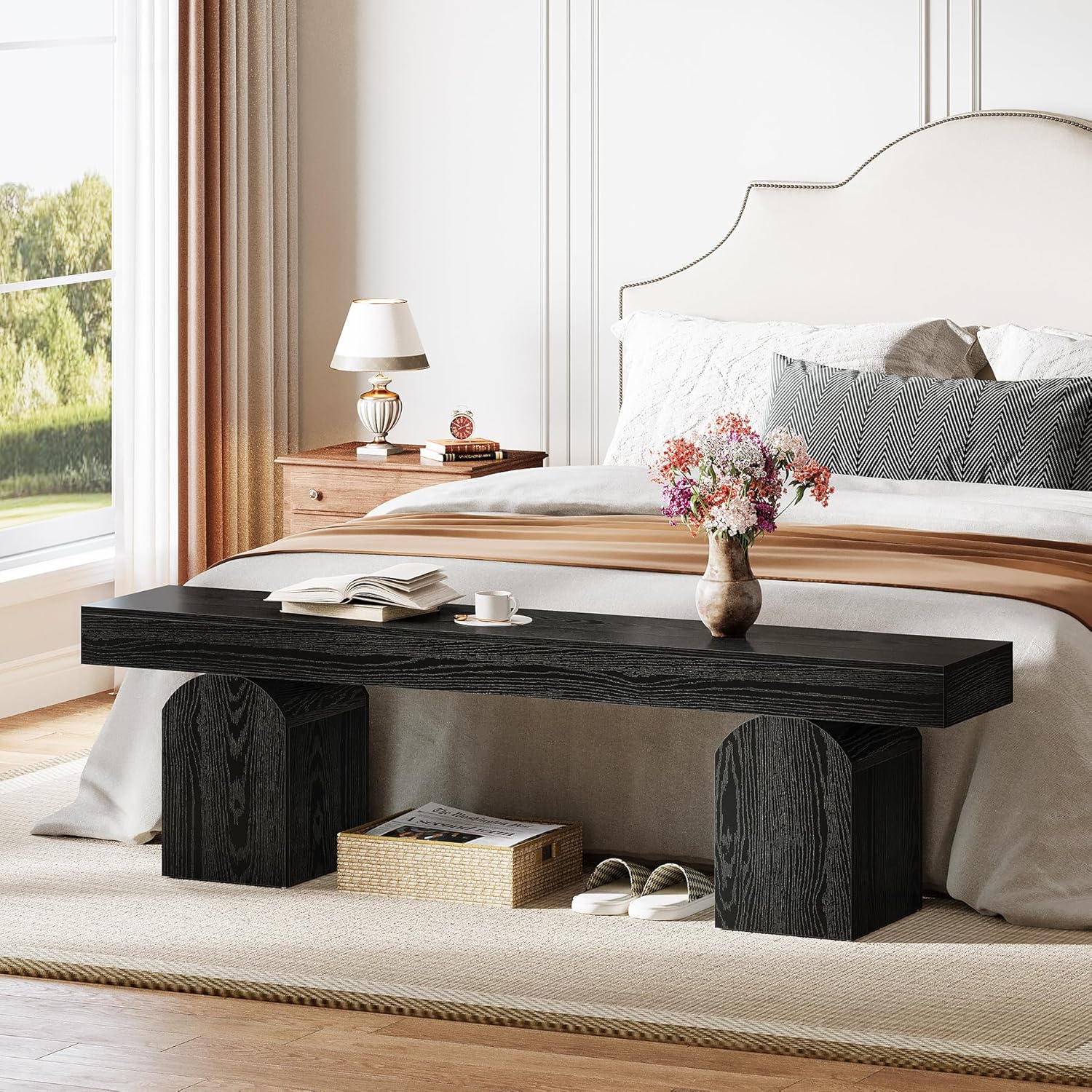 59" Modern Black Dining Bench for 2 to 3 - Canva Home
