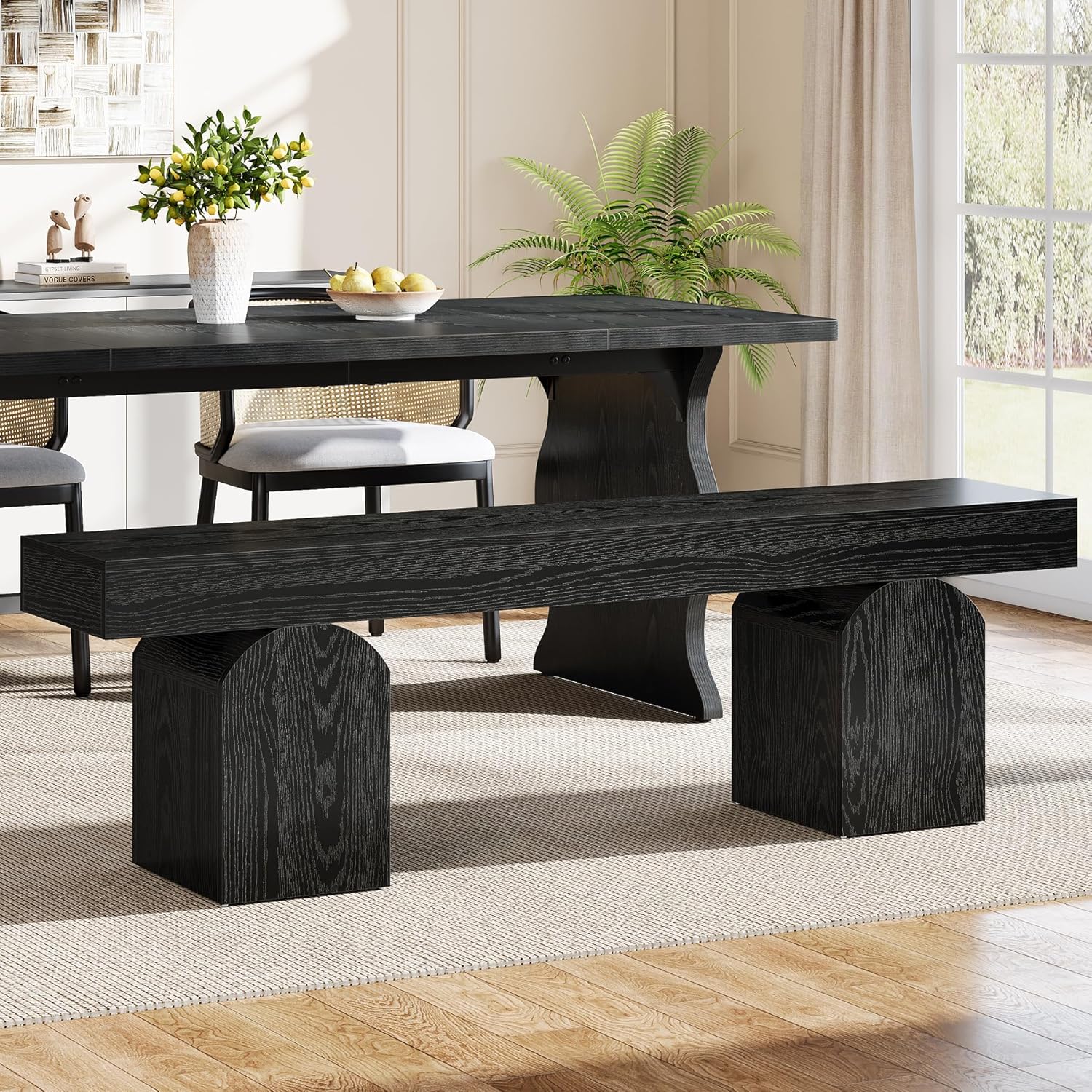 59" Modern Black Dining Bench for 2 to 3 - Canva Home