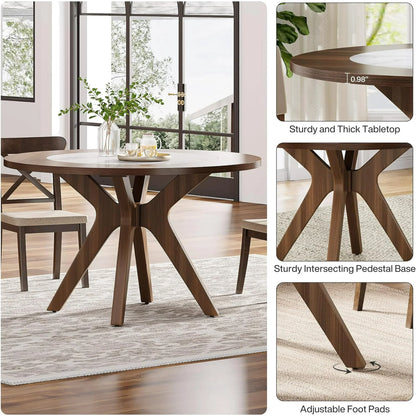 Clark Round Rustic Farmhouse Dining Table For 4