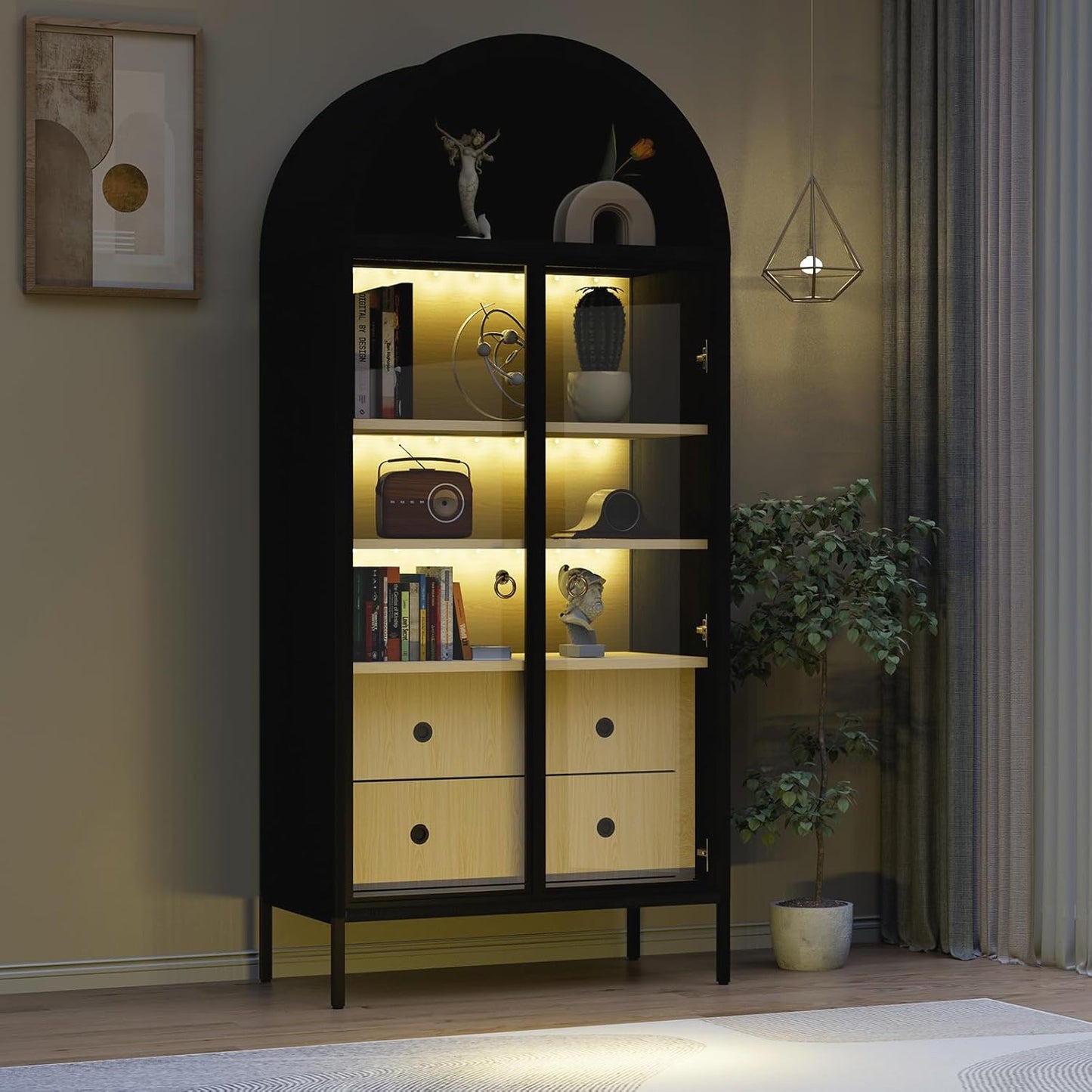 Lea Black Arched Storage Display Cabinet