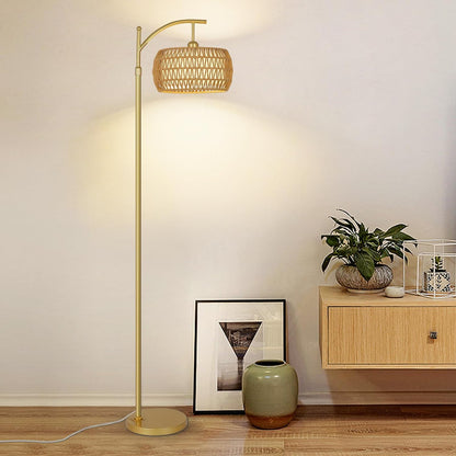 Farmhouse Rattan Living Room Floor Lamp