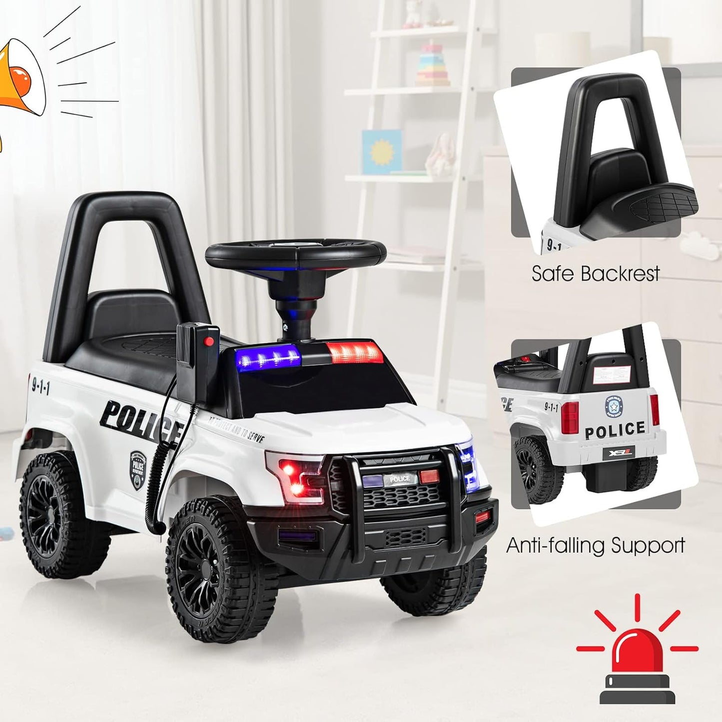 6V Kids Ride-On Police Car - Canva Home