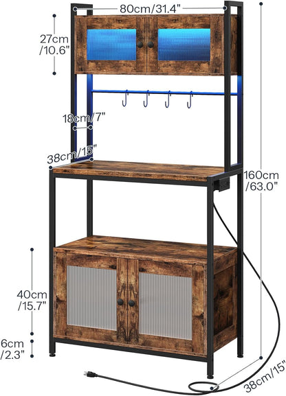 Remy 5-Tier Bakers Rack with Cabinet & Power Outlet