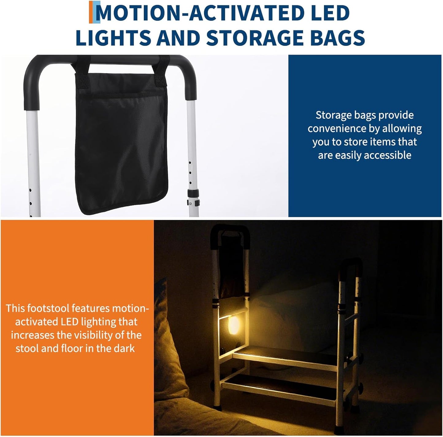 22" Elderly Bedside Step Stool (Double Steps)